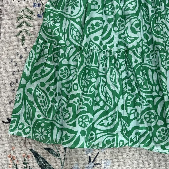 La Ligne Gathered Printed Cotton And Silk-blend Midi Dress In Kelly Green - Picture 6 of 7